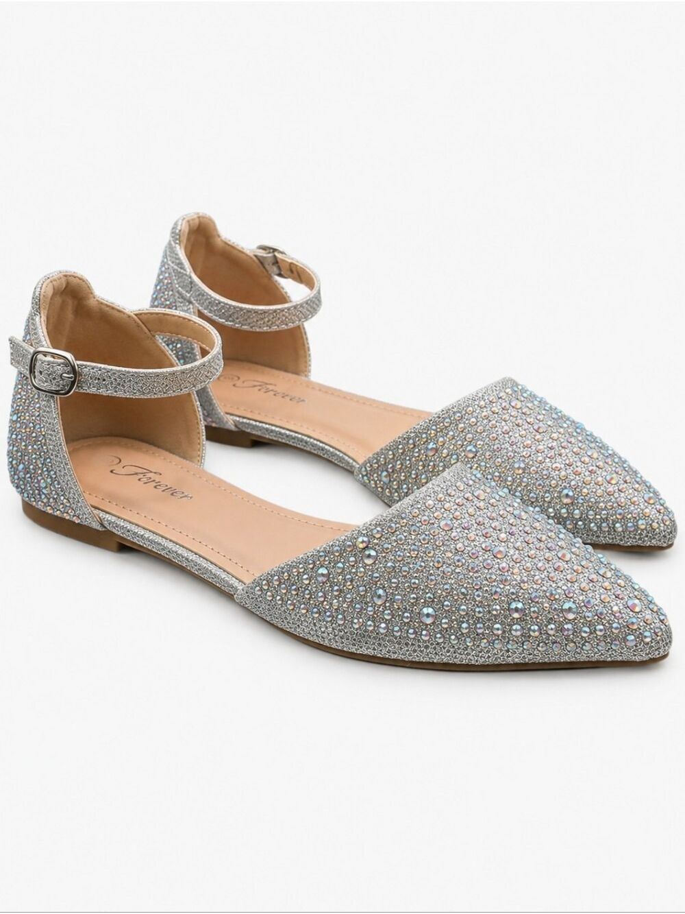 Forever Link Showy D'Orsay Rhinestone Flats 8 NWT Wedding Guest Holiday Party